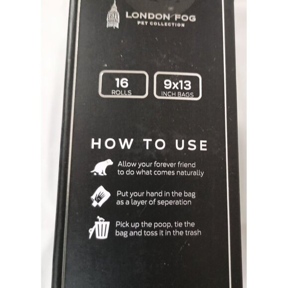 London Fog Pet Waste Bags 320ct Unscented Black W/ Dispenser NIB Dog Poop Bag - Picture 2 of 5